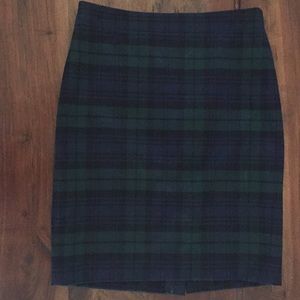 Black Watch Plaid Pencil Skirt